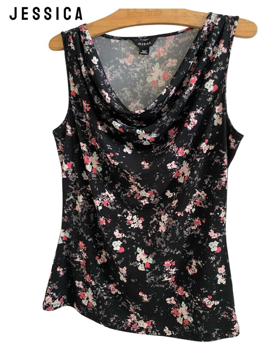 Jessica Black Floral Cowl Neck Sleeveless Camisole